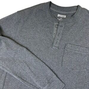 Duluth Trading Shirt Men Large Tall Grey Henley Waffle Knit Dad Classic Gorpcore